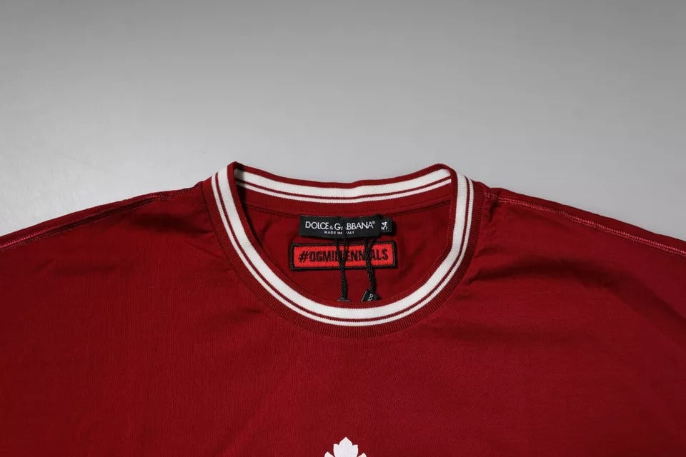 Dolce & Gabbana Red Logo Crown Cotton Crew Neck T-shirt -   -  Dolce & Gabbana.