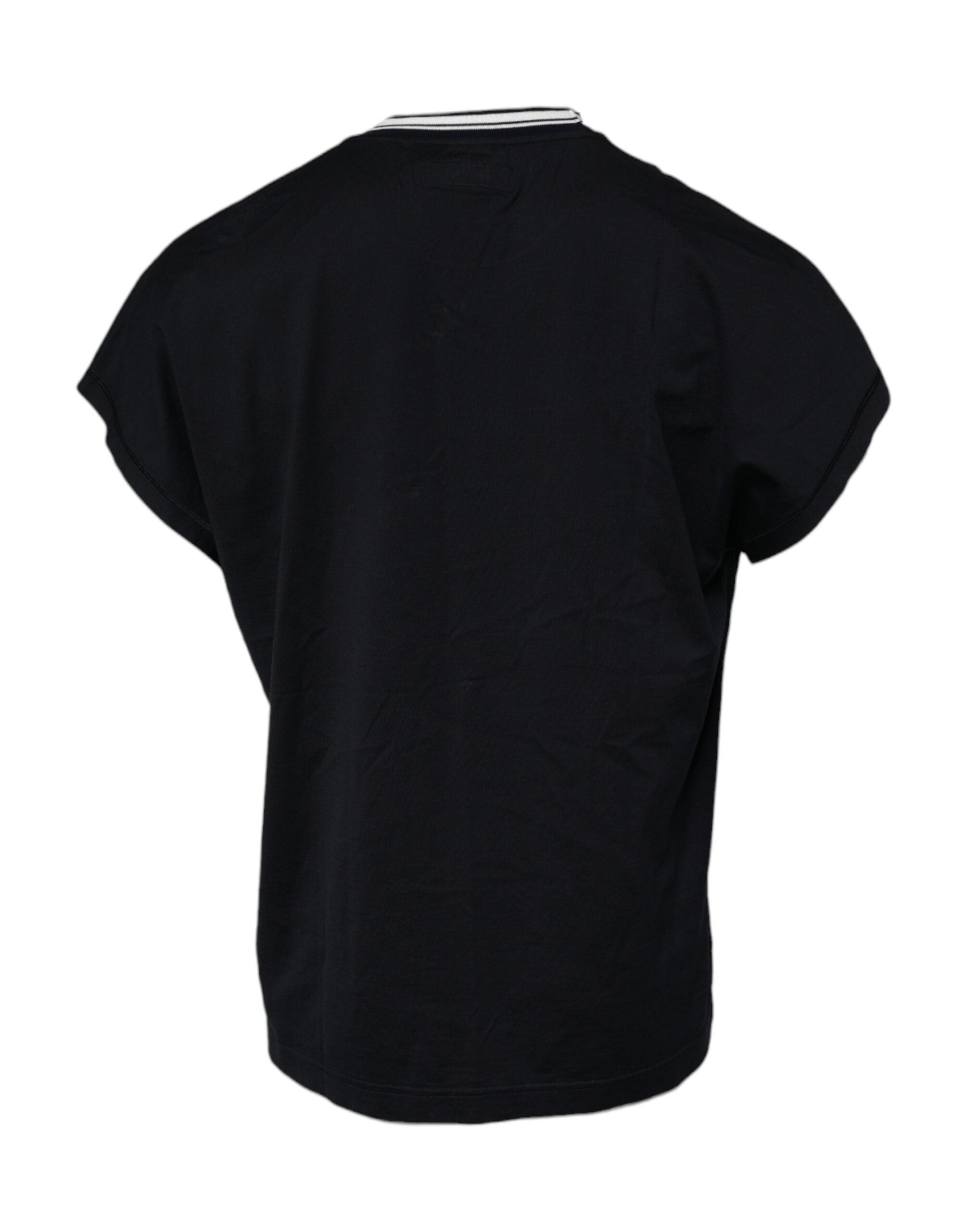 Dolce & Gabbana Dark Blue Logo Crown Cotton Crew Neck T-shirt -   -  Dolce & Gabbana.