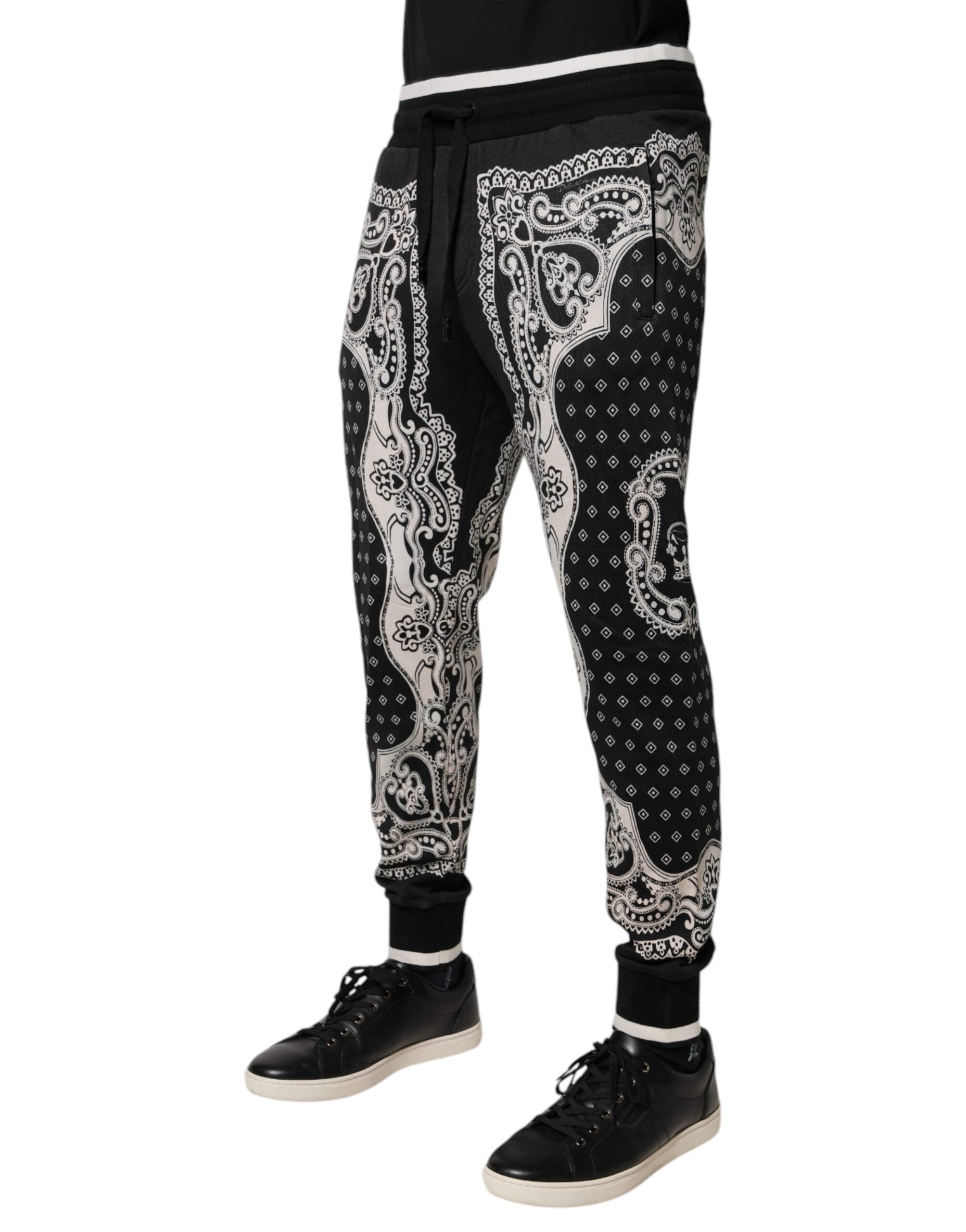 Dolce & Gabbana Black Bandana Cotton Jogger Pants -   -  Dolce & Gabbana.