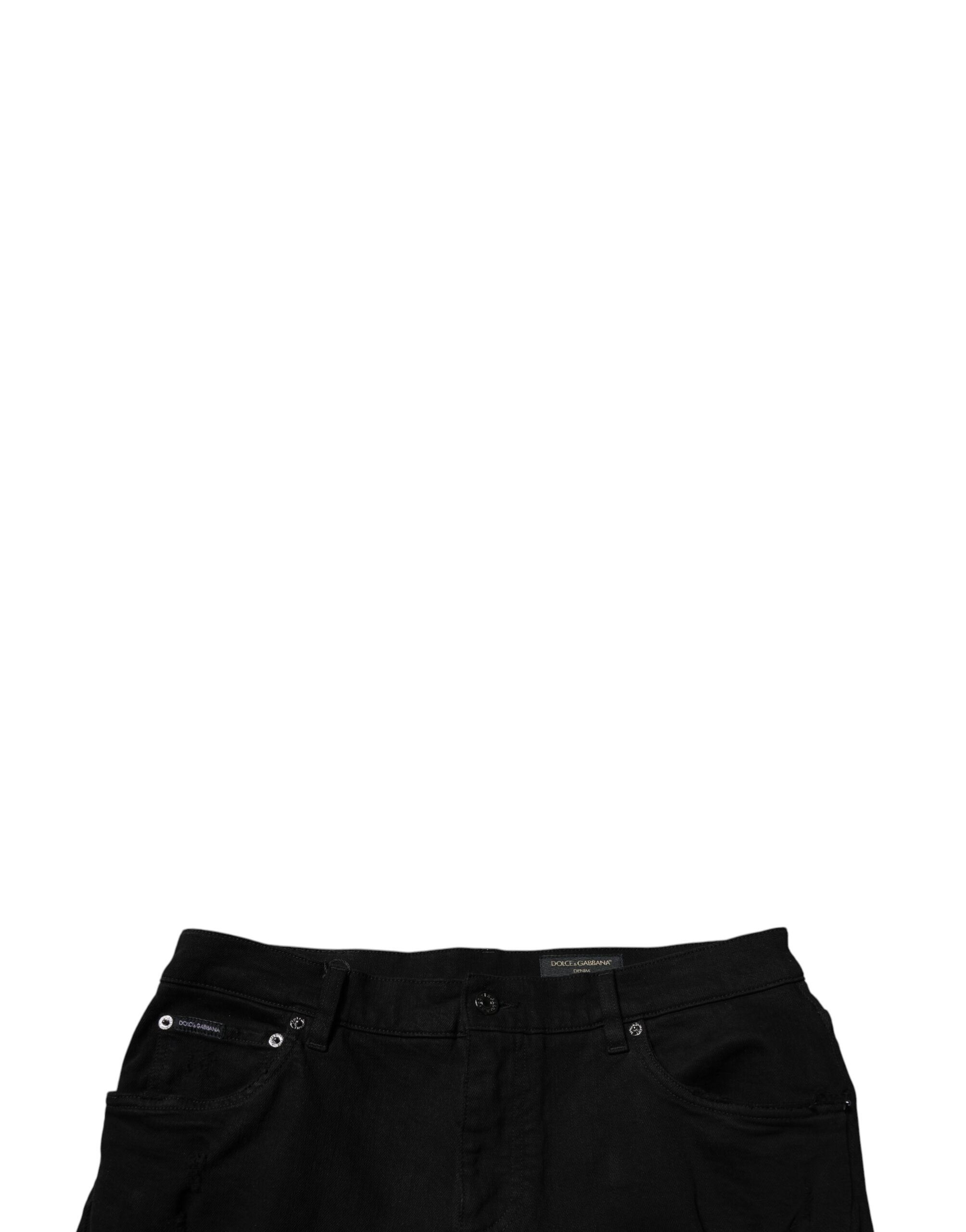 Dolce & Gabbana Black Tattered Cotton Skinny Men Denim Jeans -   -  Dolce & Gabbana.