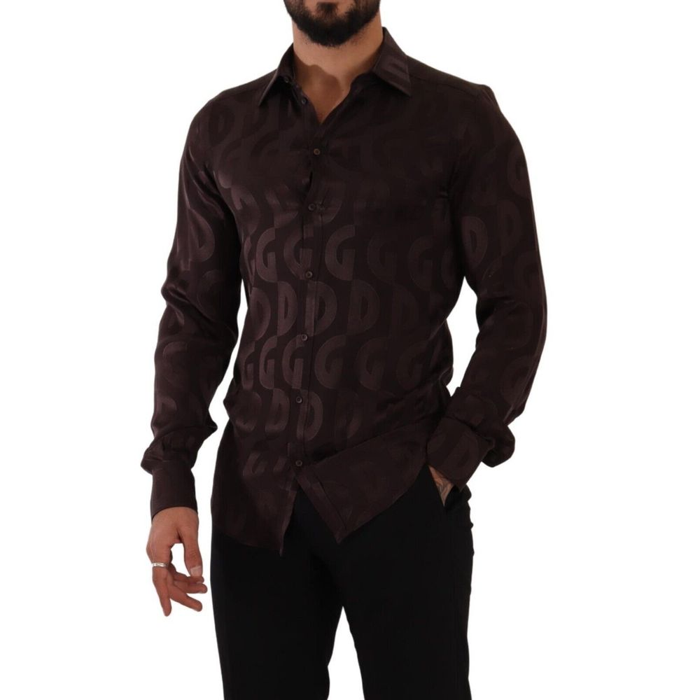 Dolce & Gabbana Bordeaux Silk Shirt -   -  Dolce & Gabbana.