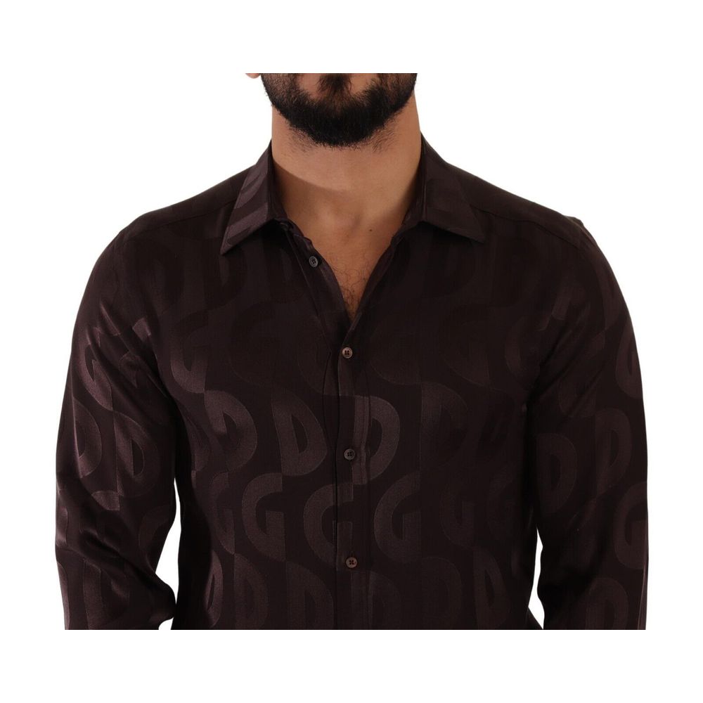 Dolce & Gabbana Bordeaux Silk Shirt -   -  Dolce & Gabbana.