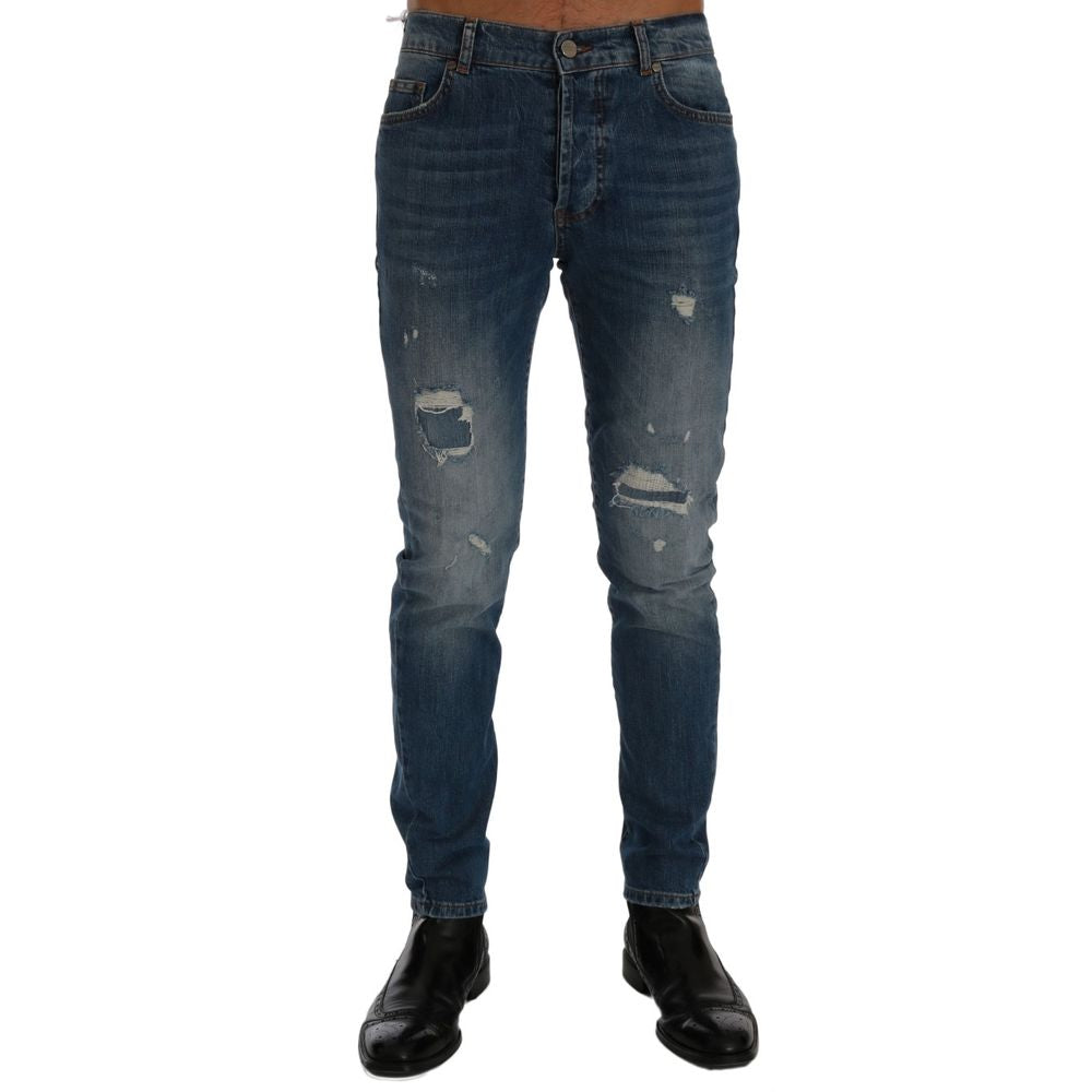 Frankie Morello Blue Cotton Jeans & Pant -   -  Frankie Morello.