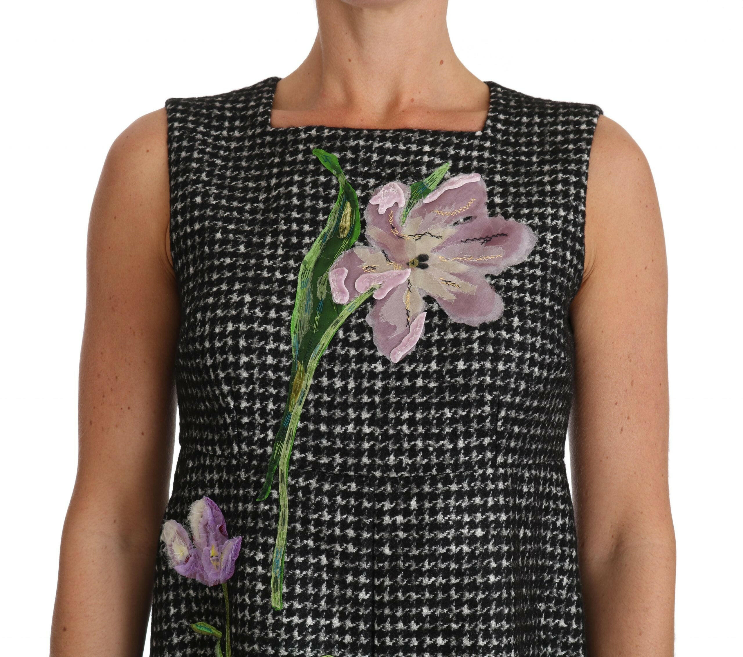 Dolce & Gabbana Gray Tulip Embroidered A-Line Shift Dress -   -  Dolce & Gabbana.