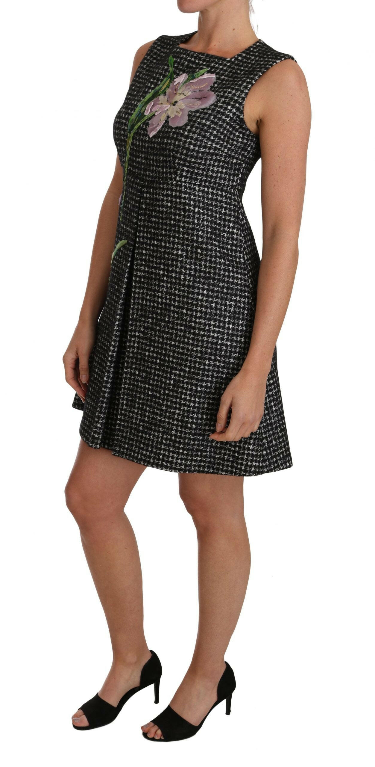Dolce & Gabbana Gray Tulip Embroidered A-Line Shift Dress -   -  Dolce & Gabbana.