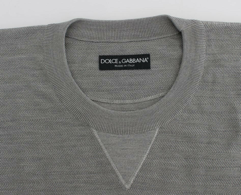 Dolce & Gabbana Gray Crewneck Pullover Silk Sweater -   -  Dolce & Gabbana.