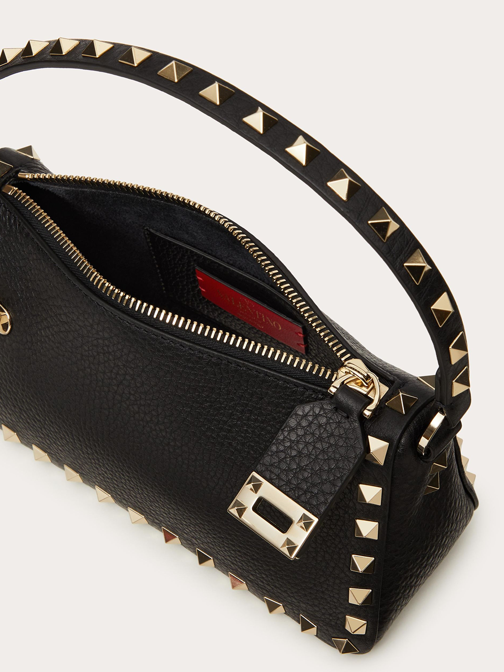 Valentino Garavani Black Garnet Calfskin Small Rockstud Shoulder Bag -  Luxury Shoulder Bag for Women -  Valentino Garavani.