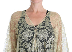 Dolce & Gabbana Gold Floral Lace Crystal Gown Cape Dress -   -  Dolce & Gabbana.