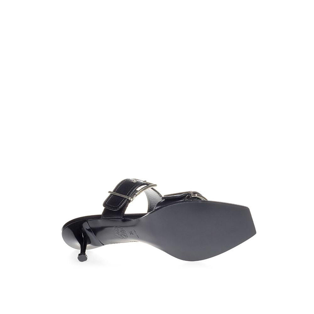 Alexander McQueen Elevate Your Steps in Timeless Black Leather Sandals -   -  Alexander McQueen.
