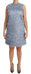 Dolce & Gabbana Light Blue Fringe Shift Gown Dress -   -  Dolce & Gabbana.