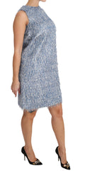 Dolce & Gabbana Light Blue Fringe Shift Gown Dress -   -  Dolce & Gabbana.