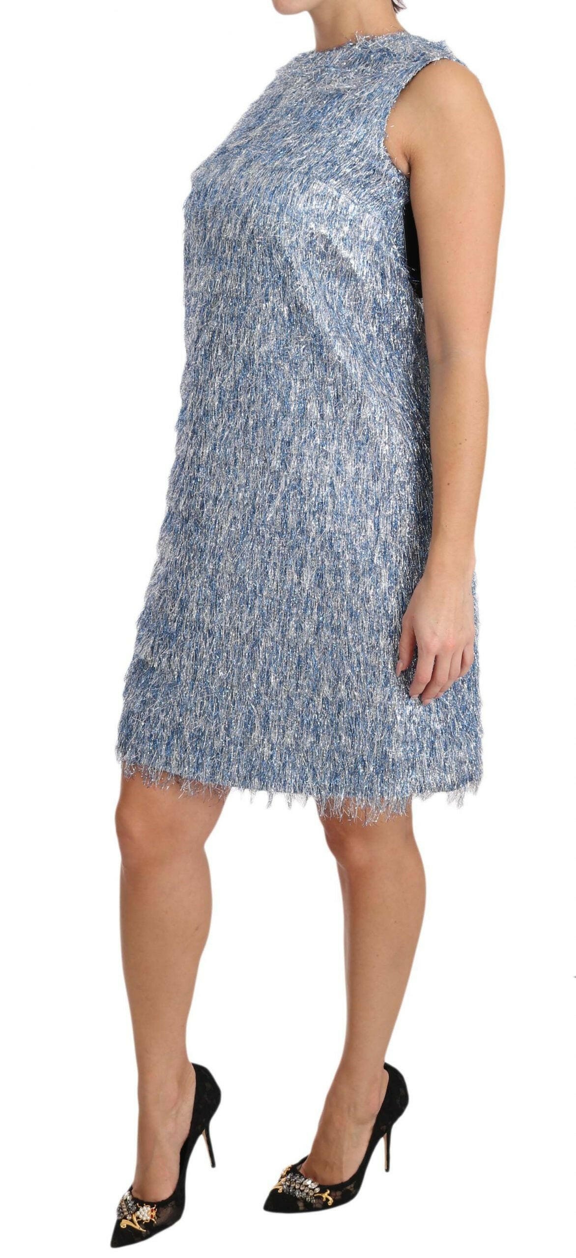 Dolce & Gabbana Light Blue Fringe Shift Gown Dress -   -  Dolce & Gabbana.