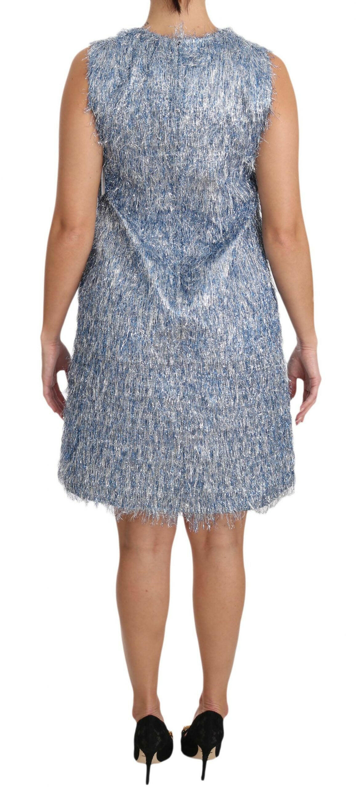 Dolce & Gabbana Light Blue Fringe Shift Gown Dress -   -  Dolce & Gabbana.