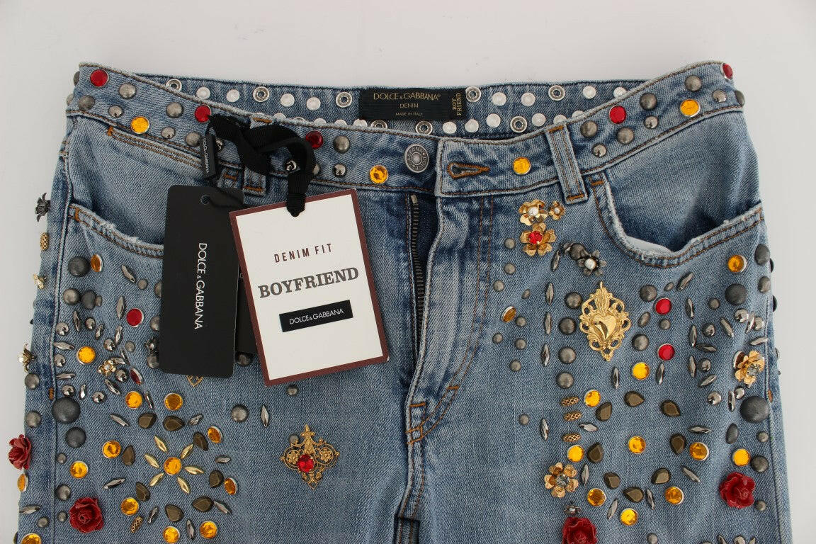 Dolce & Gabbana Crystal Roses Heart Embellished Jeans -   -  Dolce & Gabbana.
