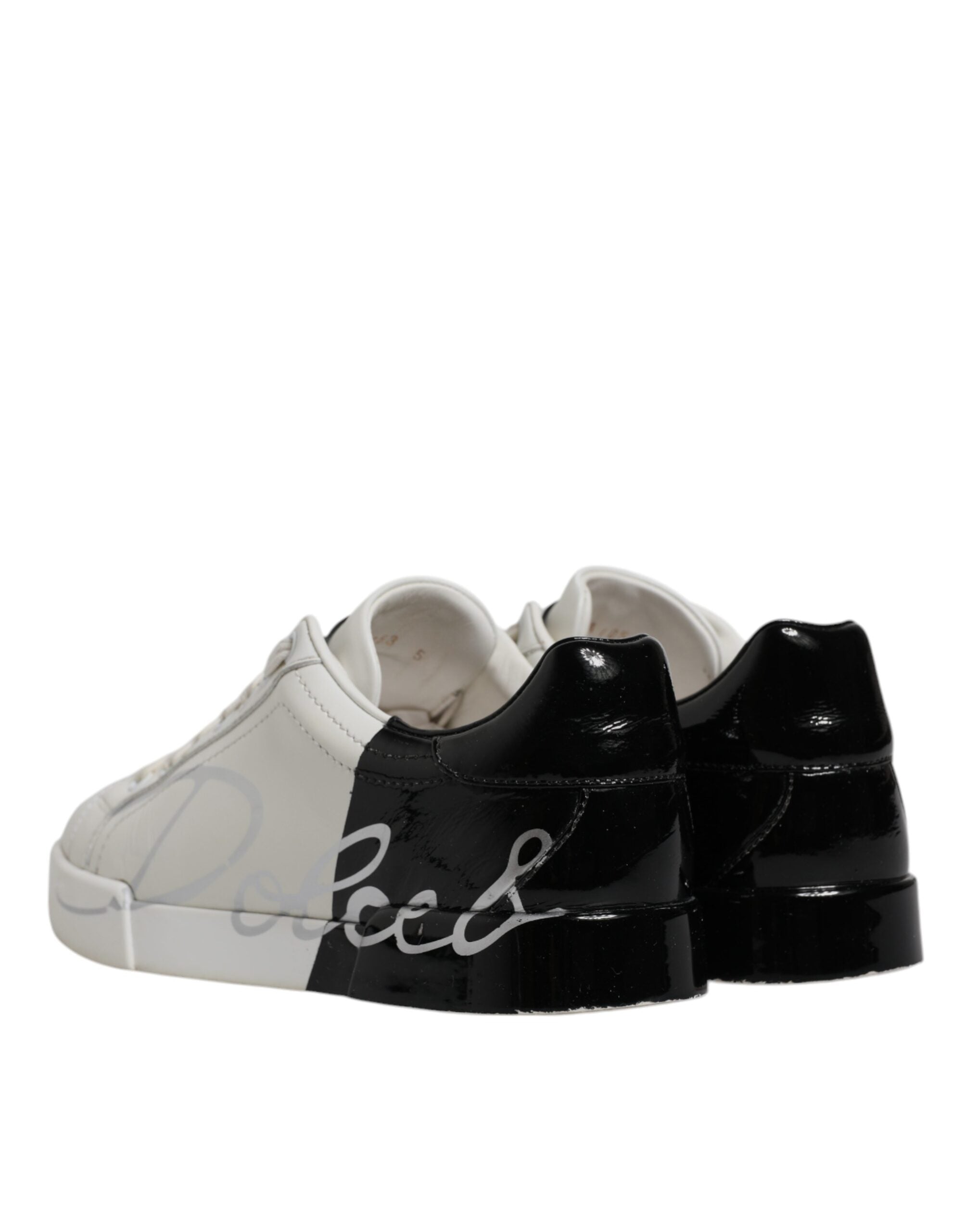 Dolce & Gabbana White Black Logo Portofino Men Sneaker Shoes -   -  Dolce & Gabbana.