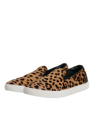 Dolce & Gabbana Brown Calfskin Fur Leopard Sneakers Shoes -   -  Dolce & Gabbana.