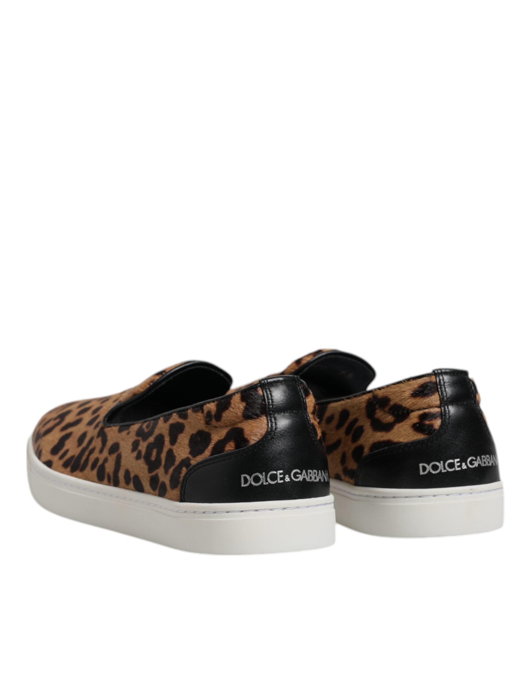 Dolce & Gabbana Brown Calfskin Fur Leopard Sneakers Shoes -   -  Dolce & Gabbana.