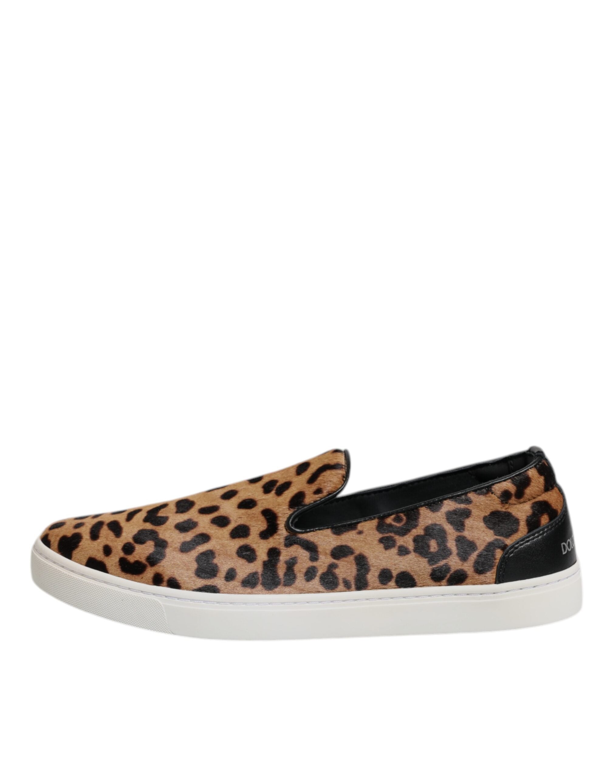 Dolce & Gabbana Brown Calfskin Fur Leopard Sneakers Shoes -   -  Dolce & Gabbana.
