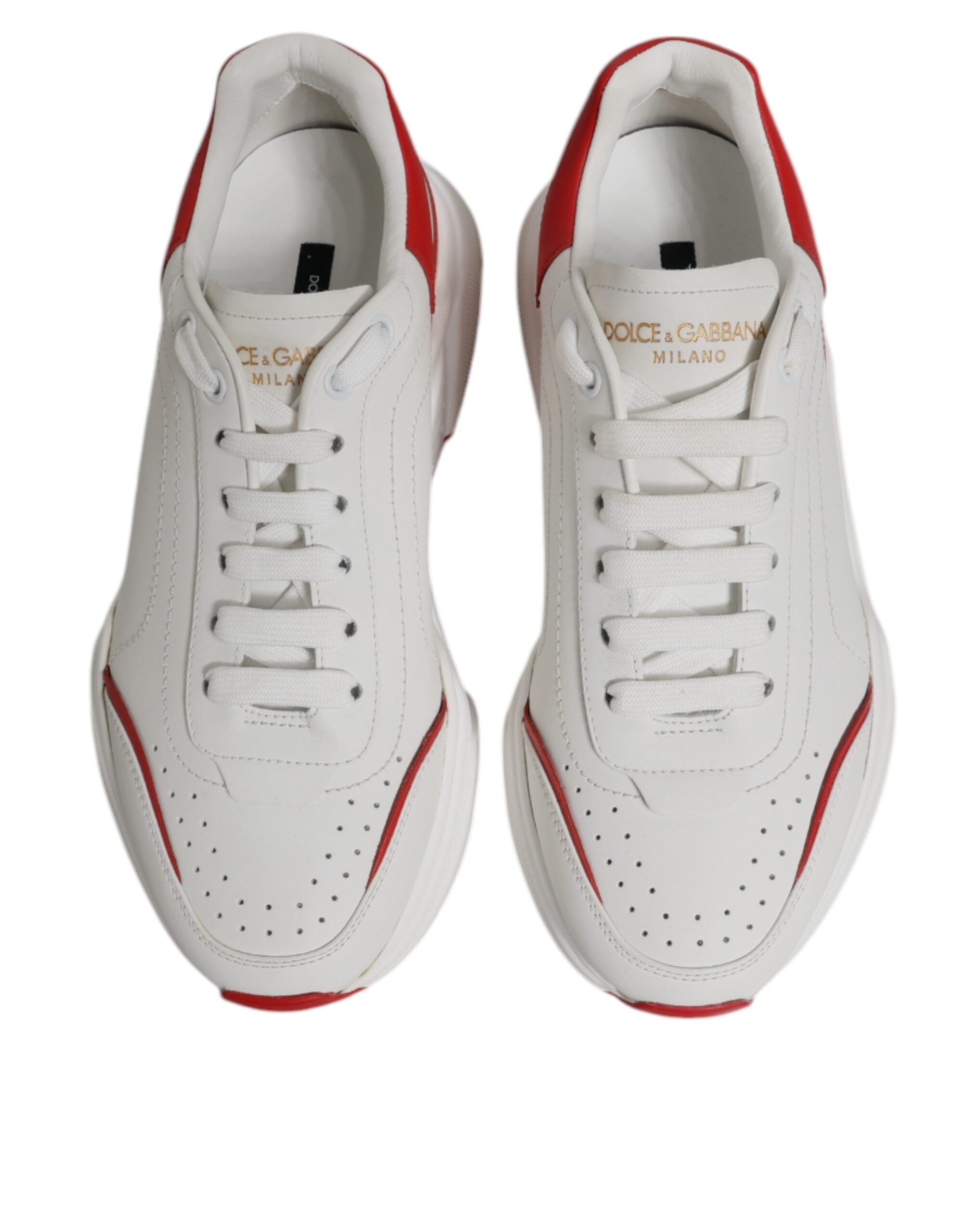 Dolce & Gabbana White Red Leather Daymaster Men Sneakers Shoes -   -  Dolce & Gabbana.