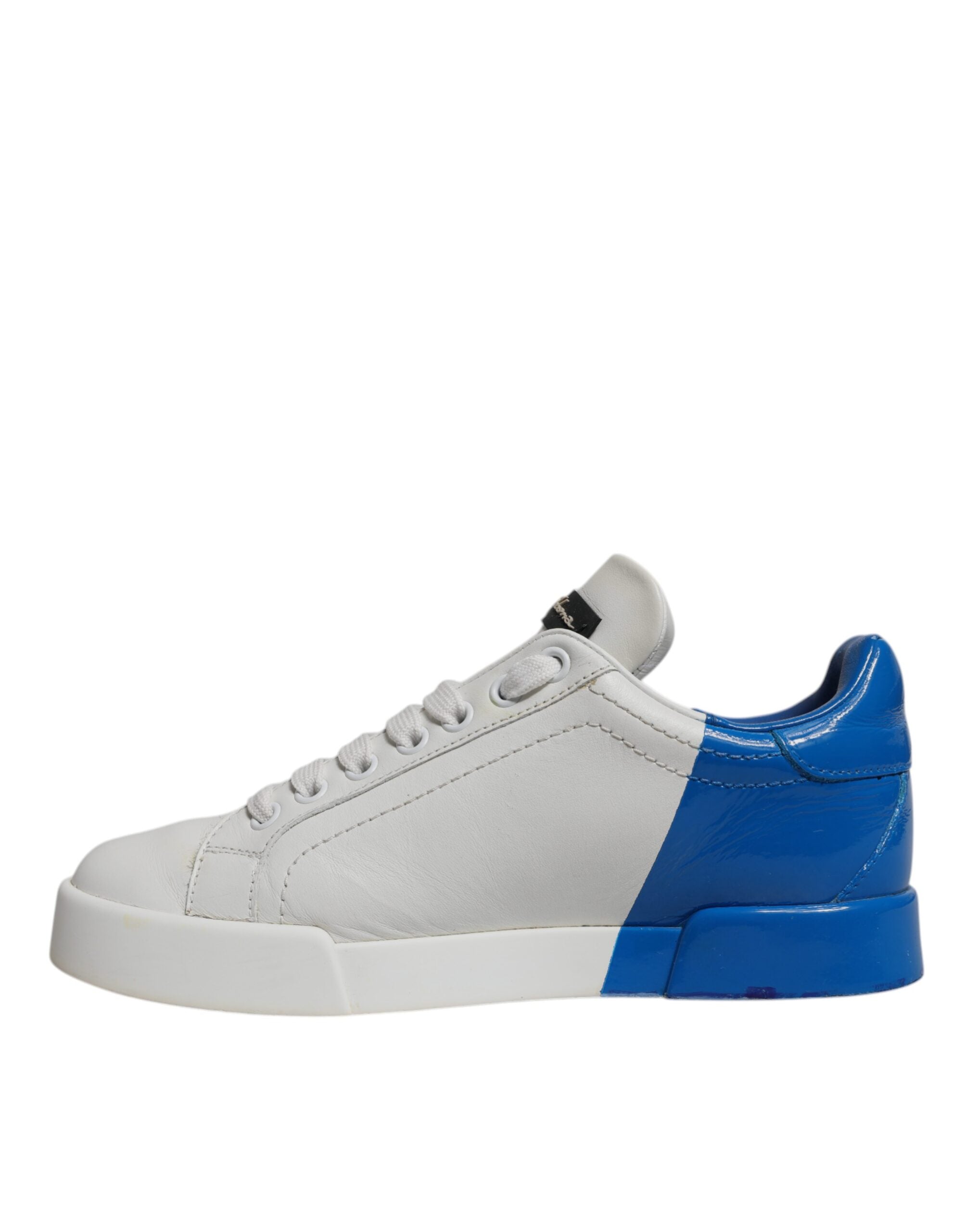Dolce & Gabbana White Blue Logo Portofino Sneakers Shoes -   -  Dolce & Gabbana.