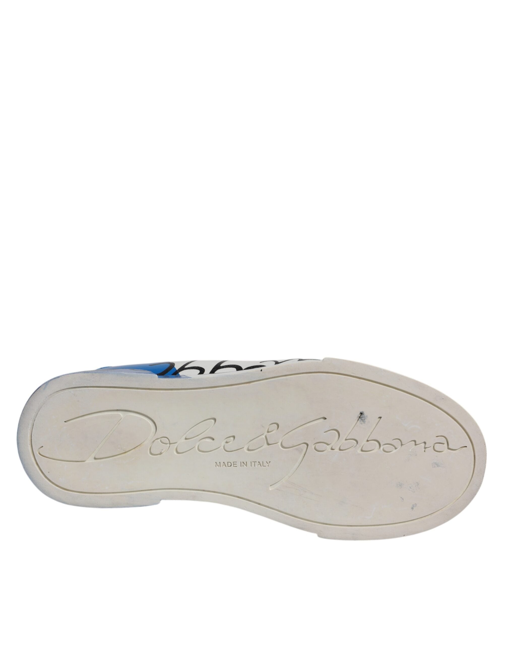Dolce & Gabbana White Blue Logo Portofino Sneakers Shoes -   -  Dolce & Gabbana.