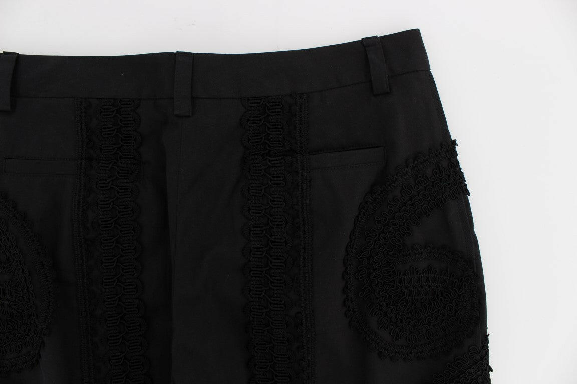 Dolce & Gabbana Black Cotton Stretch Torero Capris Pants -   -  Dolce & Gabbana.
