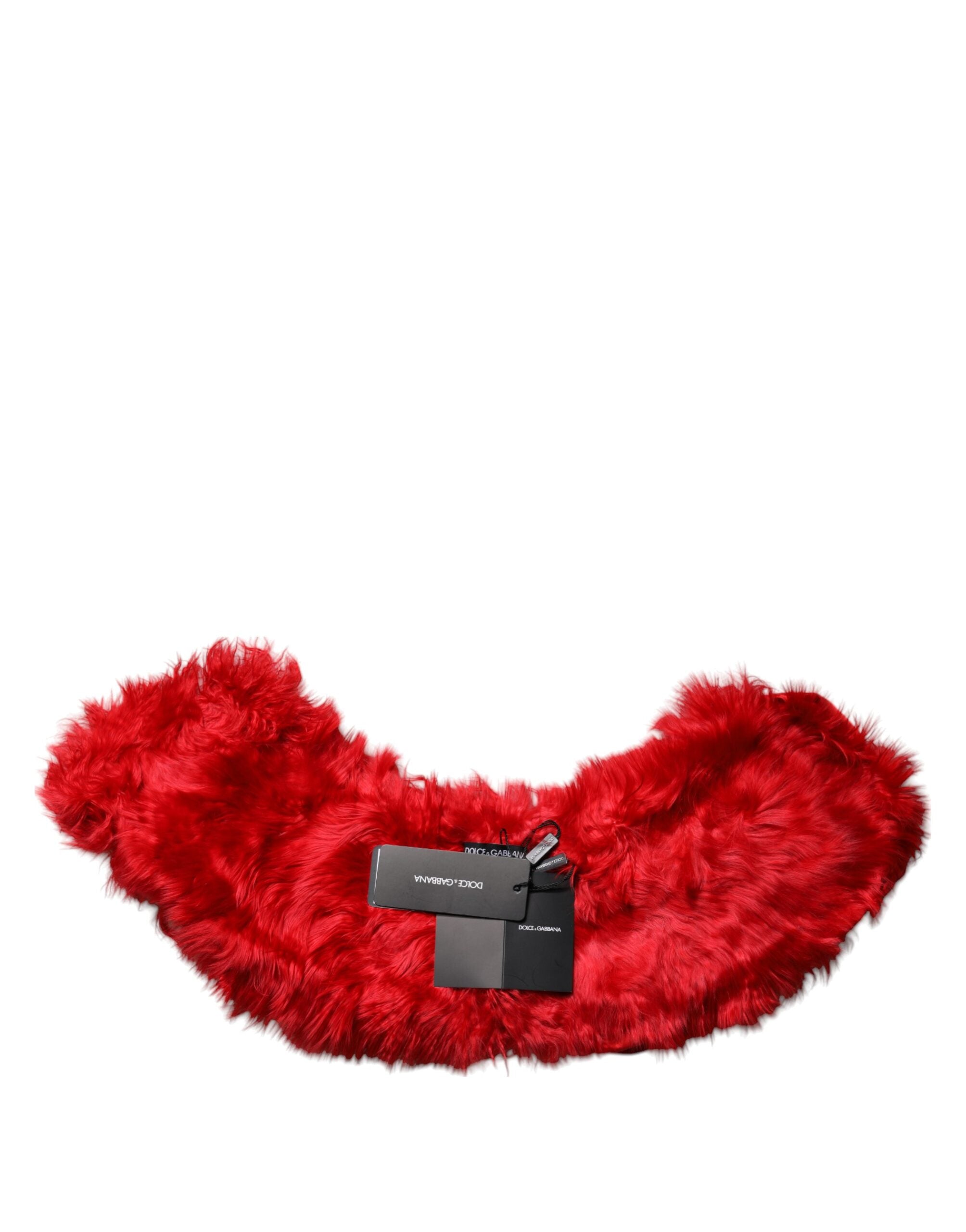 Dolce & Gabbana Red Alpaca Fur Women Neck Warmer Winter Scarf -   -  Dolce & Gabbana.