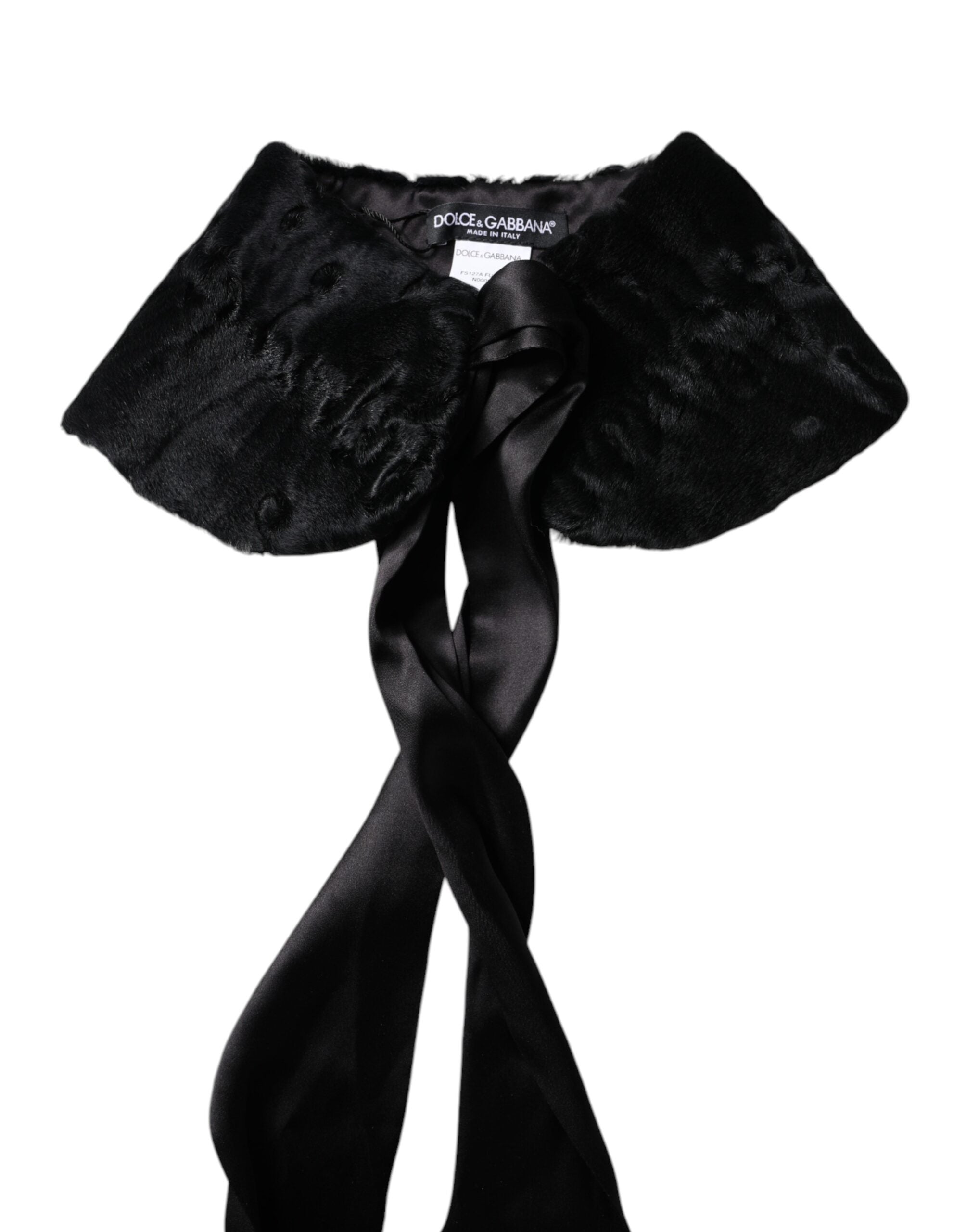 Dolce & Gabbana Black Lamb Fur Women Neck Warmer Winter Scarf -   -  Dolce & Gabbana.