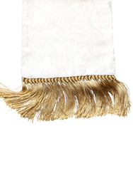 Dolce & Gabbana White Floral Jacquard Skinny Fringes Scarf -   -  Dolce & Gabbana.