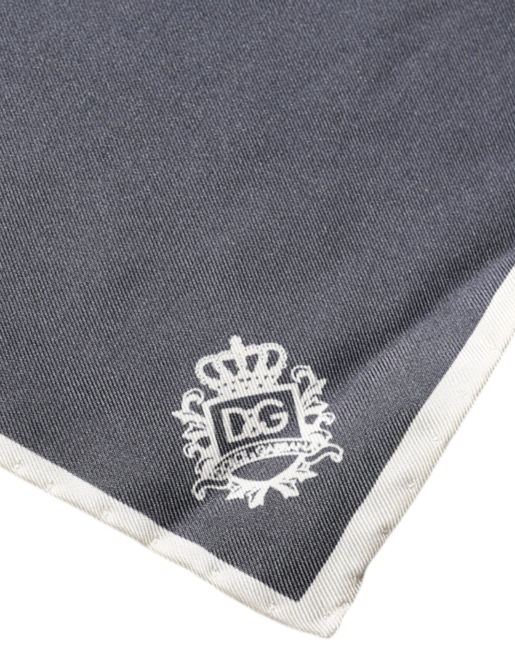 Dolce & Gabbana Gray Crown Logo Square Handkerchief Scarf -   -  Dolce & Gabbana.