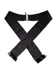 Dolce & Gabbana Black Floral Jacquard Skinny Fringes Scarf -   -  Dolce & Gabbana.