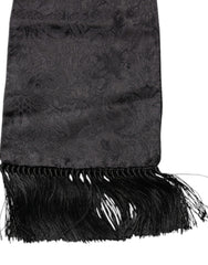 Dolce & Gabbana Black Floral Jacquard Skinny Fringes Scarf -   -  Dolce & Gabbana.