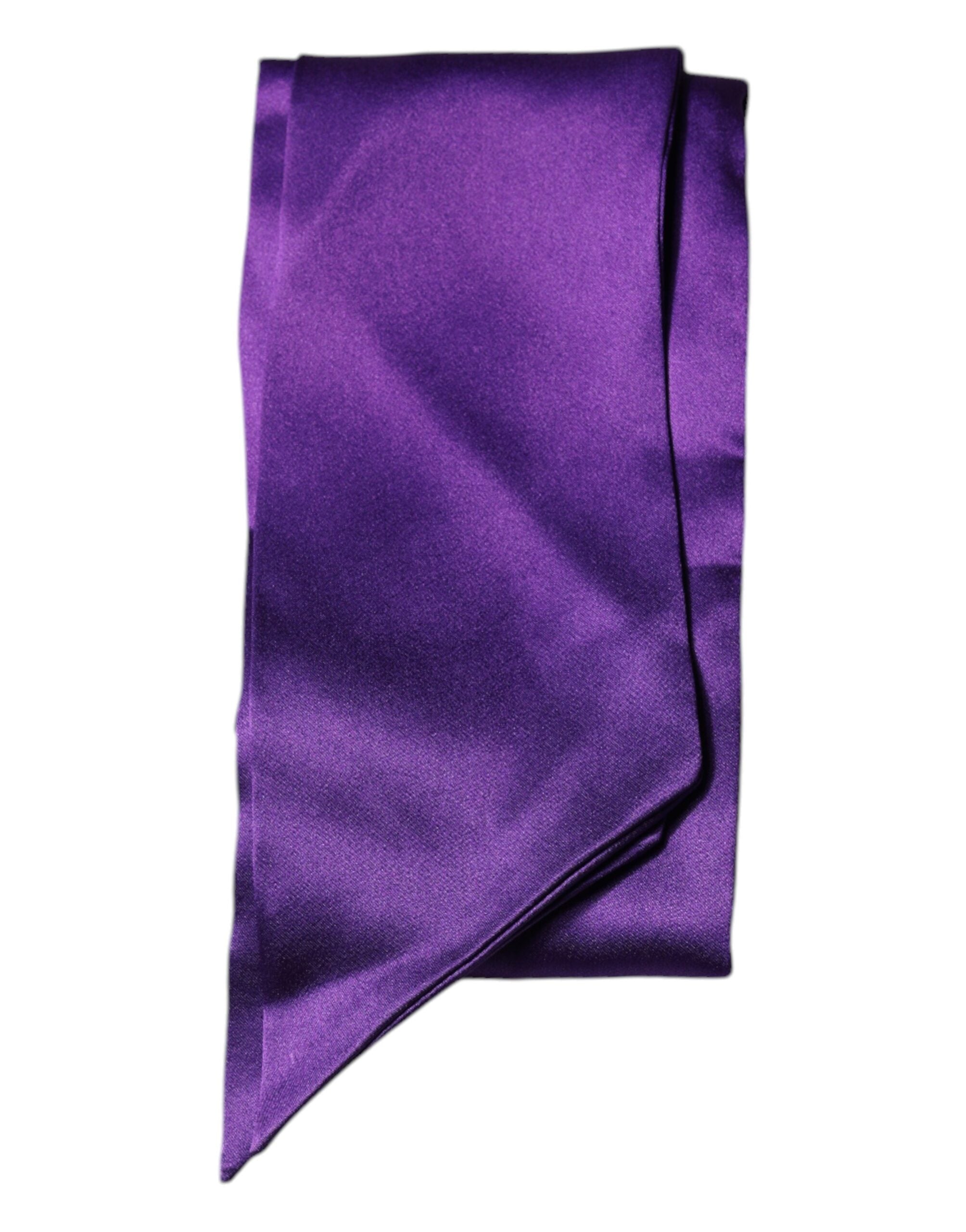 Dolce & Gabbana Purple Satin Silk Skinny Neck Foulard Scarf -   -  Dolce & Gabbana.