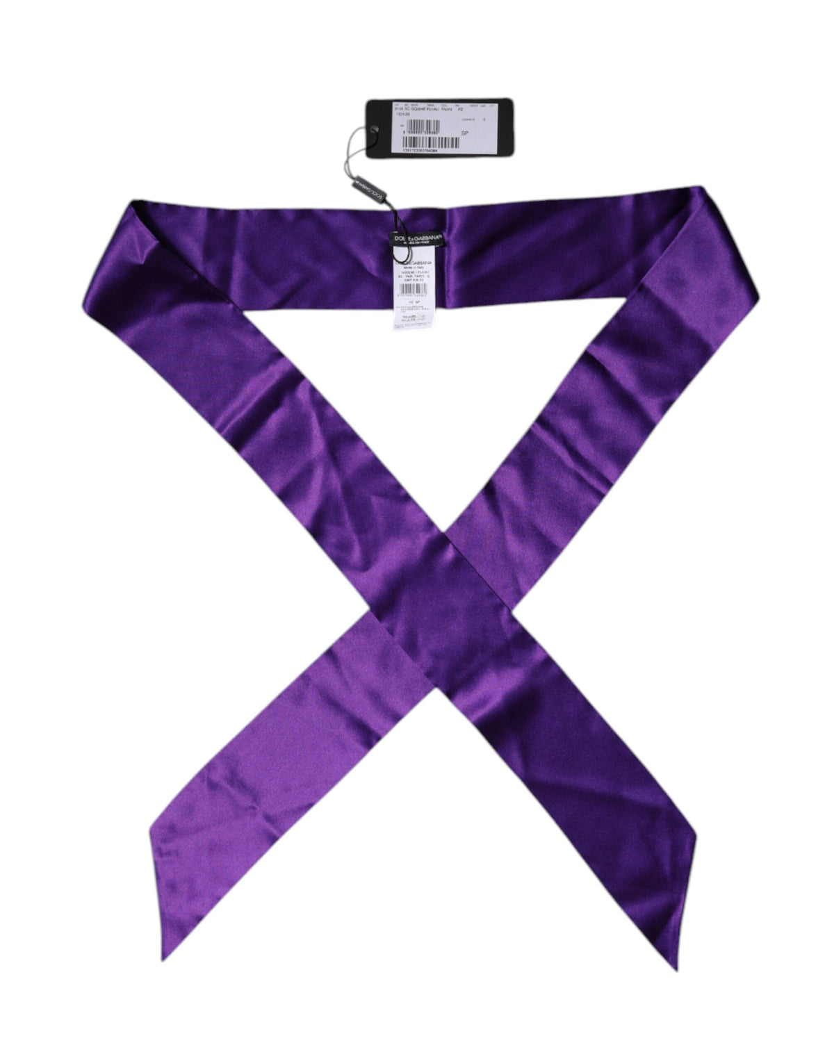 Dolce & Gabbana Purple Satin Silk Skinny Neck Foulard Scarf -   -  Dolce & Gabbana.