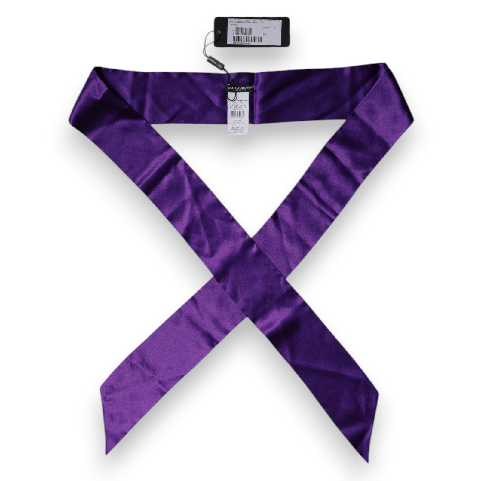 Dolce & Gabbana Purple Satin Silk Skinny Neck Foulard Scarf -   -  Dolce & Gabbana.