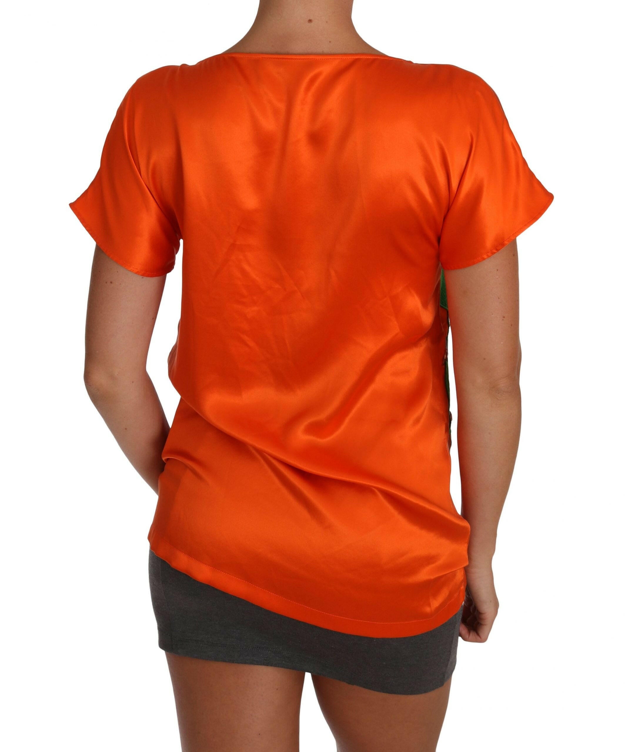 Dolce & Gabbana Silk Orange Lemon Crystal T-shirt Top -   -  Dolce & Gabbana.