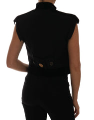 Dolce & Gabbana Black Embellished Floral Military Jacket Vest -   -  Dolce & Gabbana.