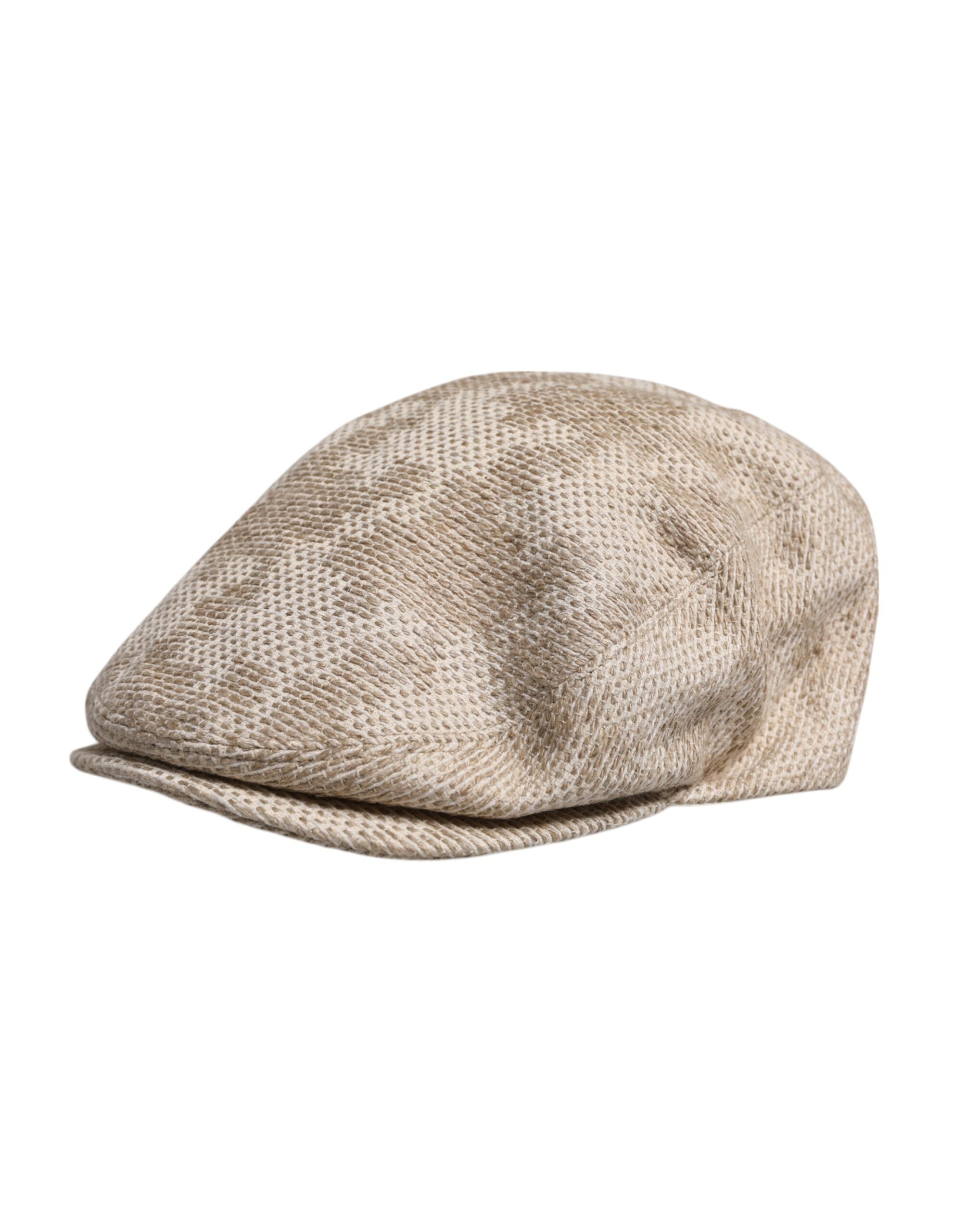 Dolce & Gabbana Beige Floral Linen Newsboy Hat -   -  Dolce & Gabbana.