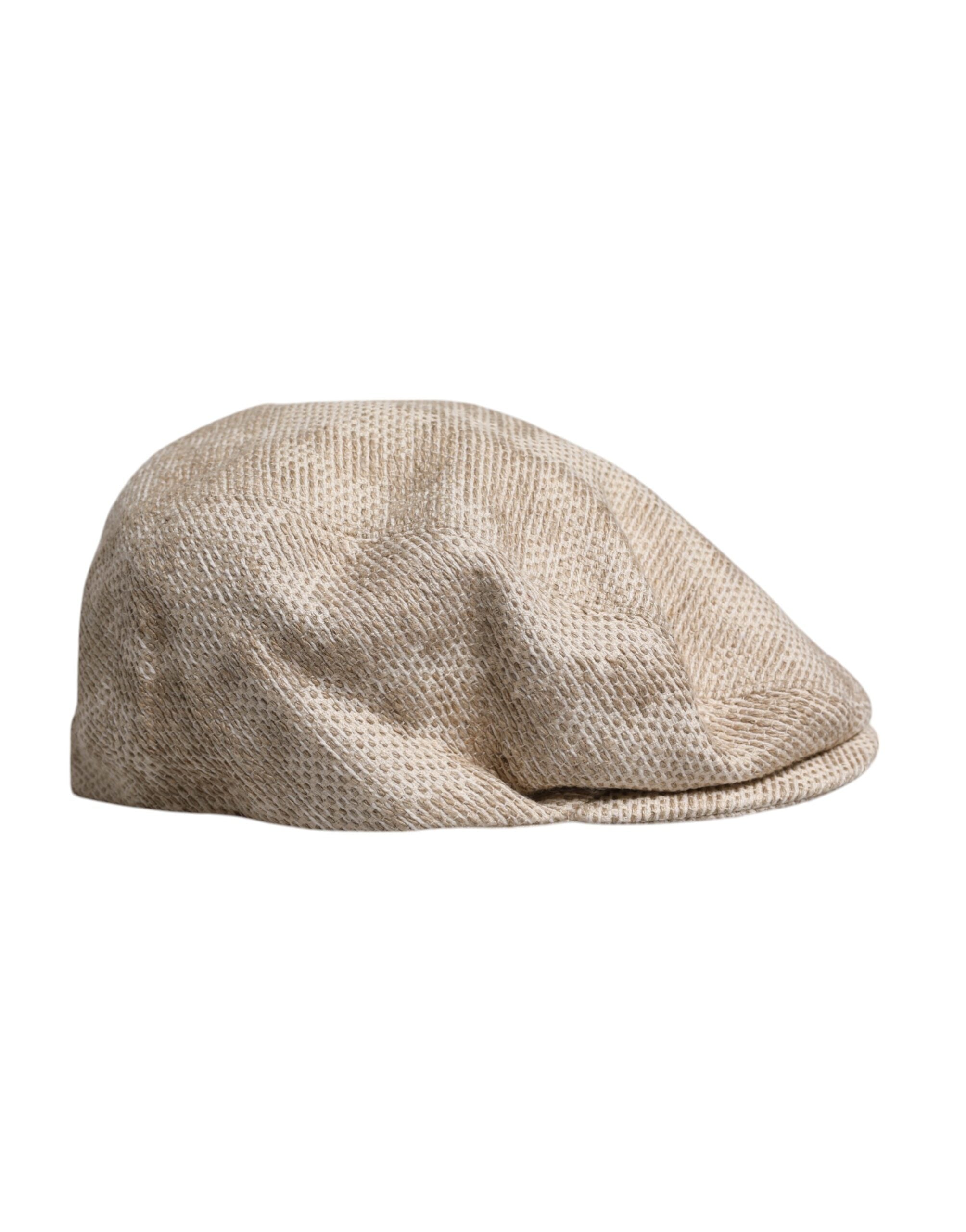 Dolce & Gabbana Beige Floral Linen Newsboy Hat -   -  Dolce & Gabbana.