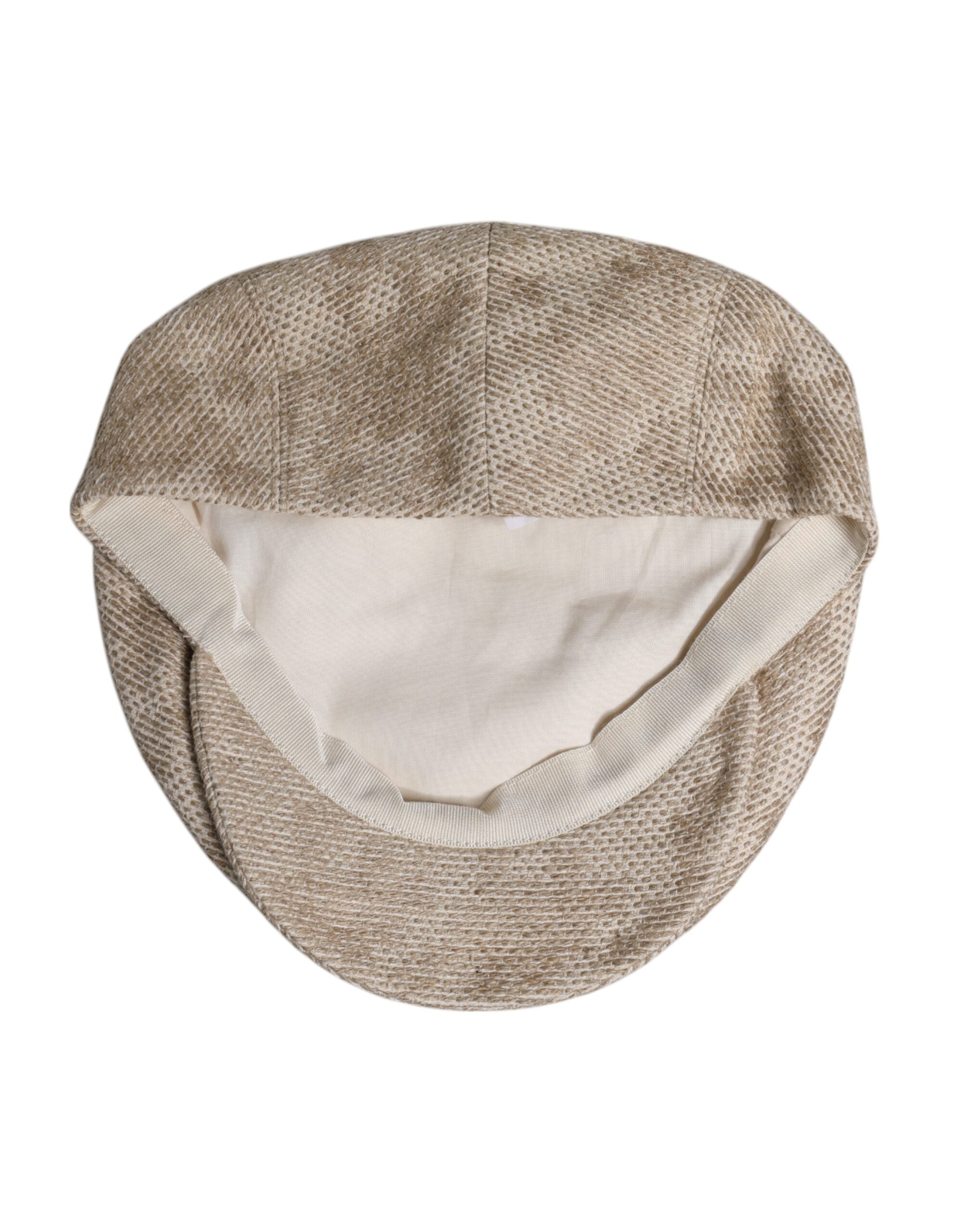 Dolce & Gabbana Beige Floral Linen Newsboy Hat -   -  Dolce & Gabbana.