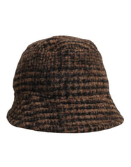 Dolce & Gabbana Brown Houndstooth Wool Woven Bucket Hat -   -  Dolce & Gabbana.