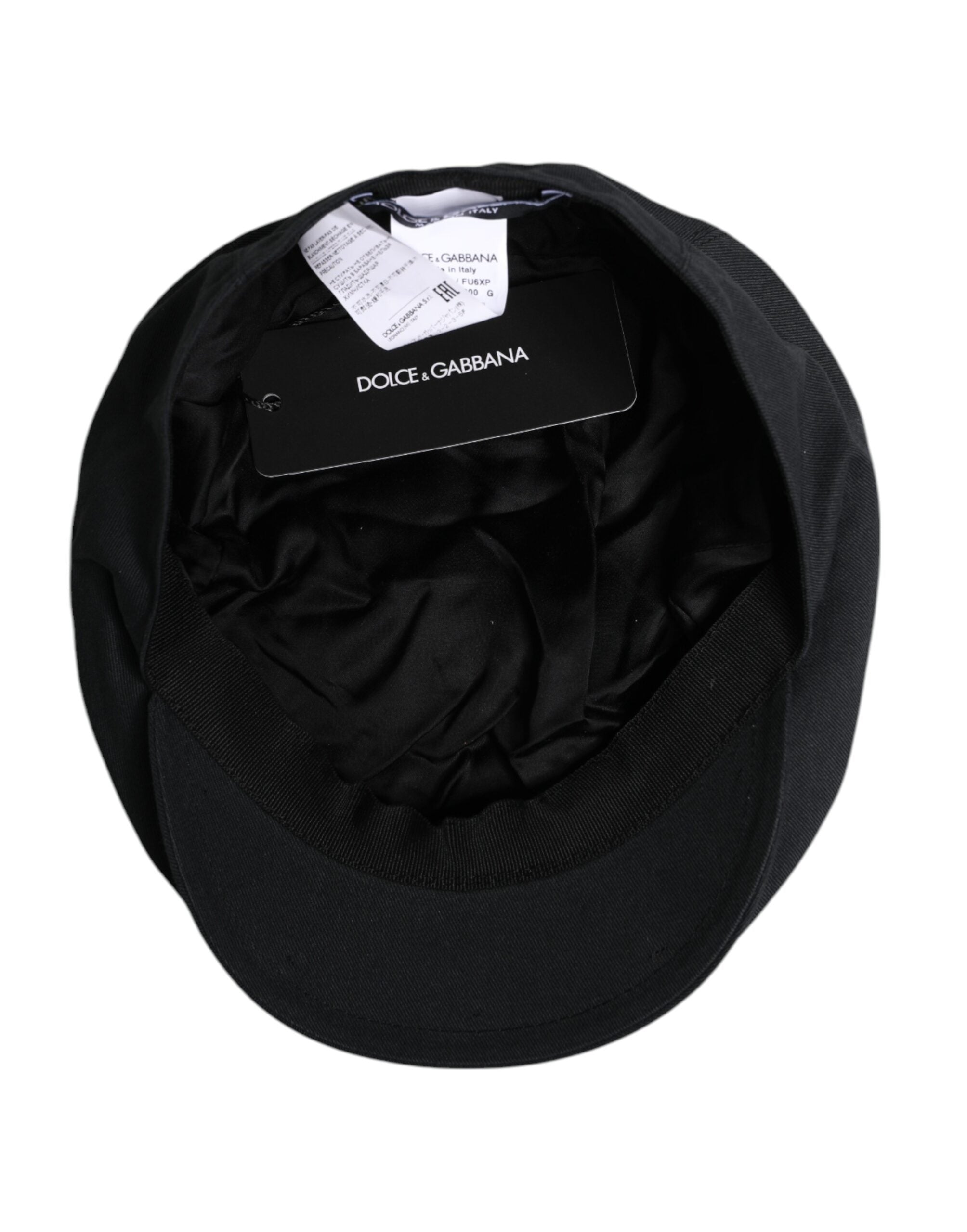 Dolce & Gabbana Black Cotton Newsboy Capello Cabbie Hat -   -  Dolce & Gabbana.