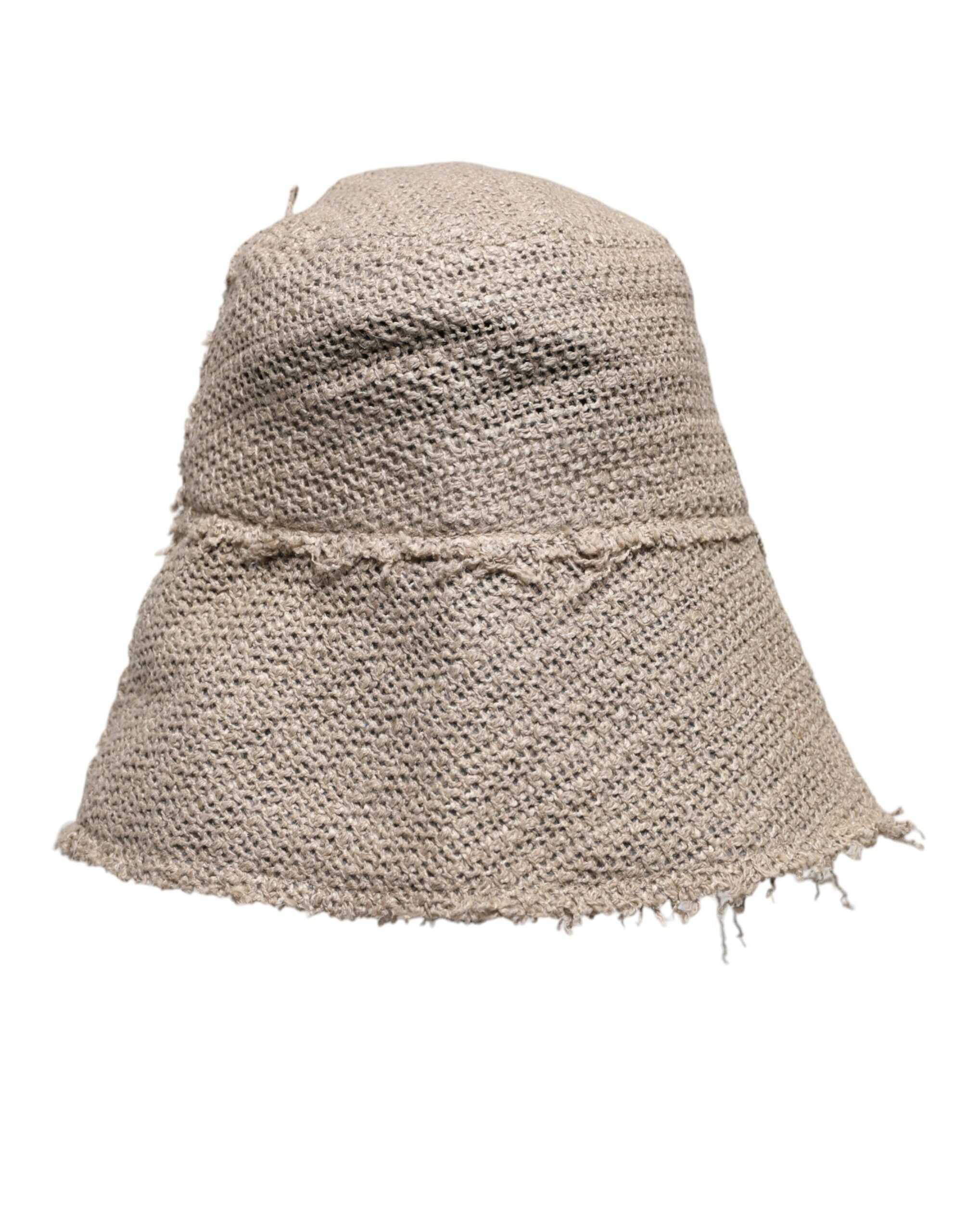 Dolce & Gabbana Beige Linen Wide Brim Bucket Hat -   -  Dolce & Gabbana.
