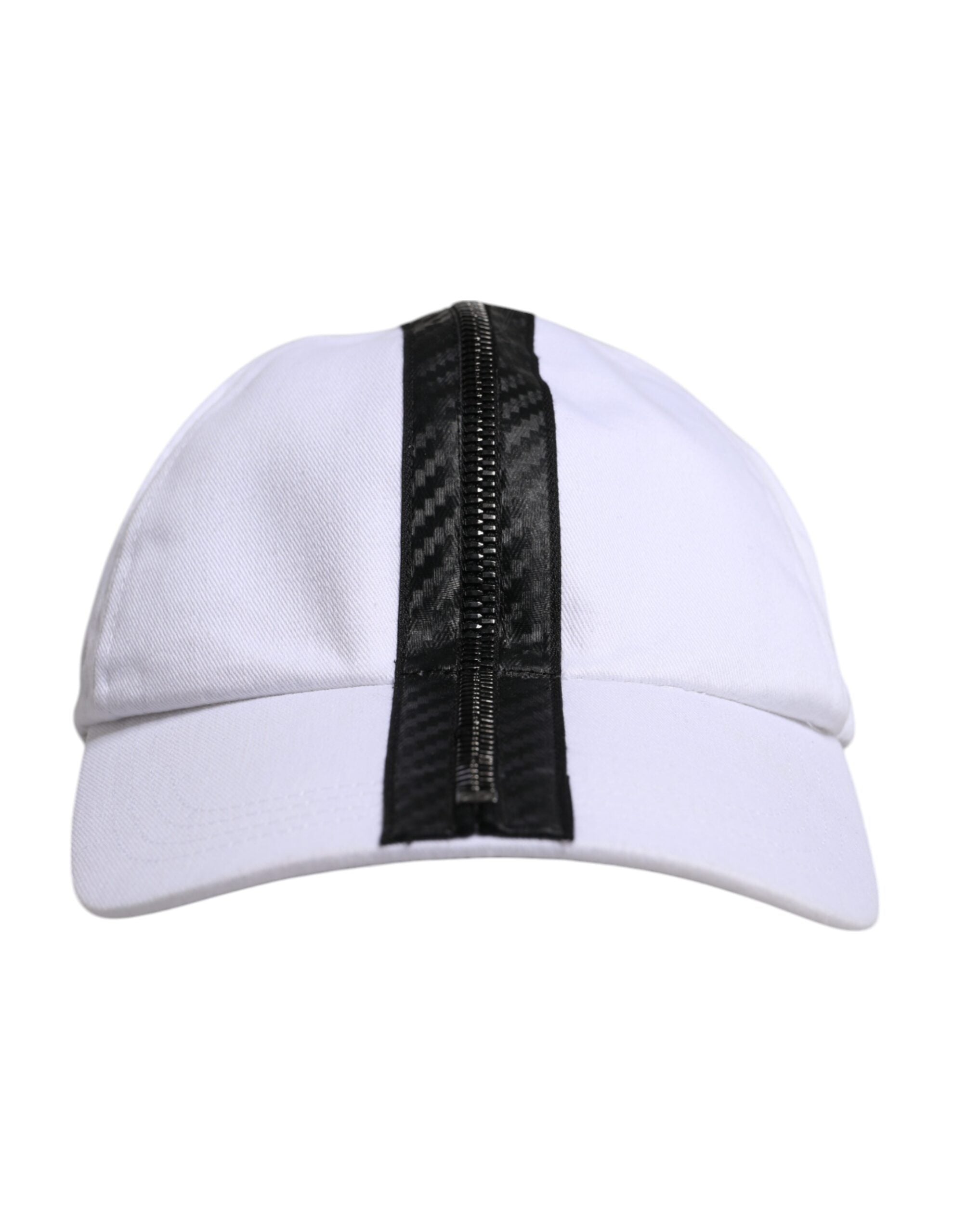 Dolce & Gabbana White Black Cotton Zip Baseball Cap -   -  Dolce & Gabbana.