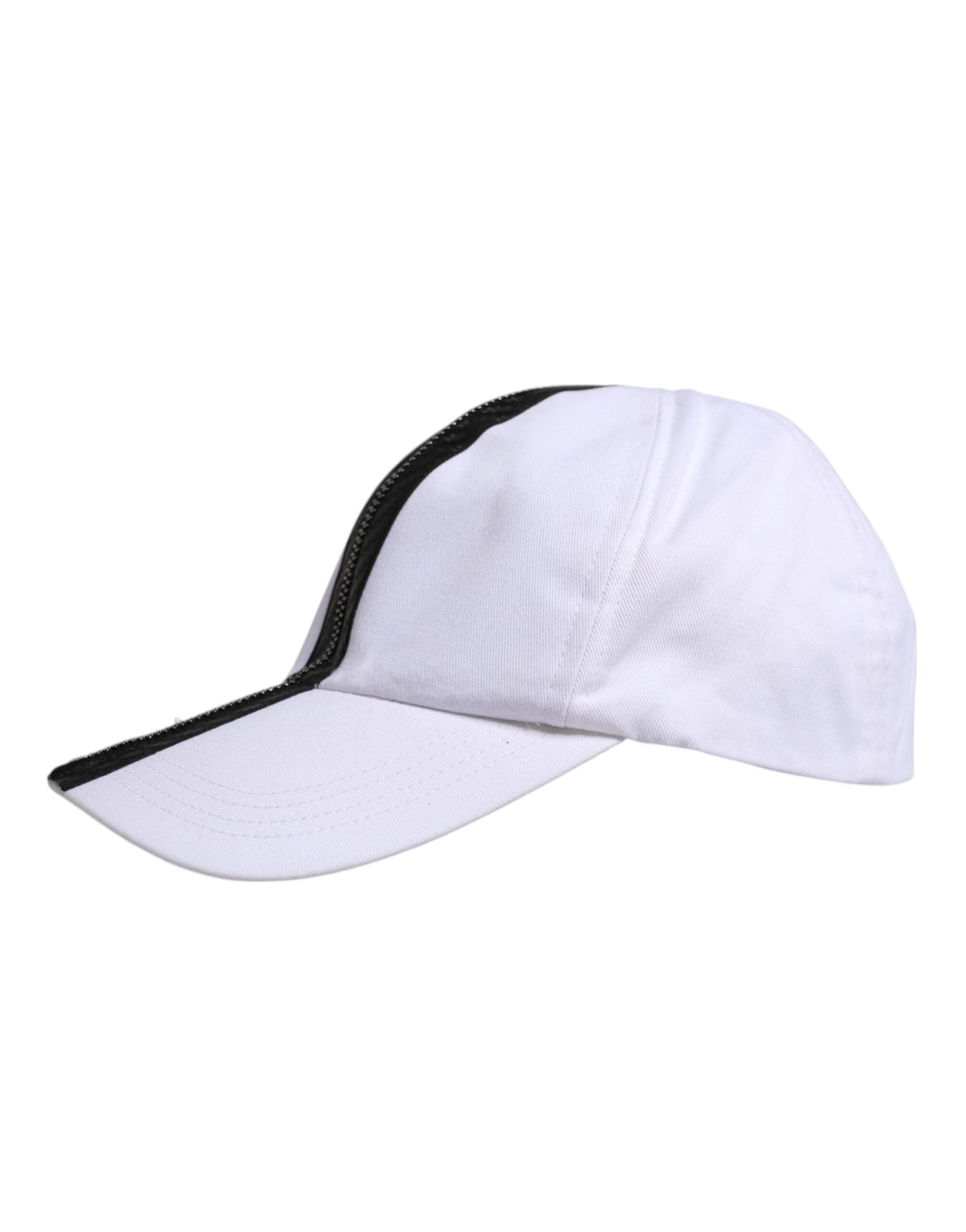 Dolce & Gabbana White Black Cotton Zip Baseball Cap -   -  Dolce & Gabbana.