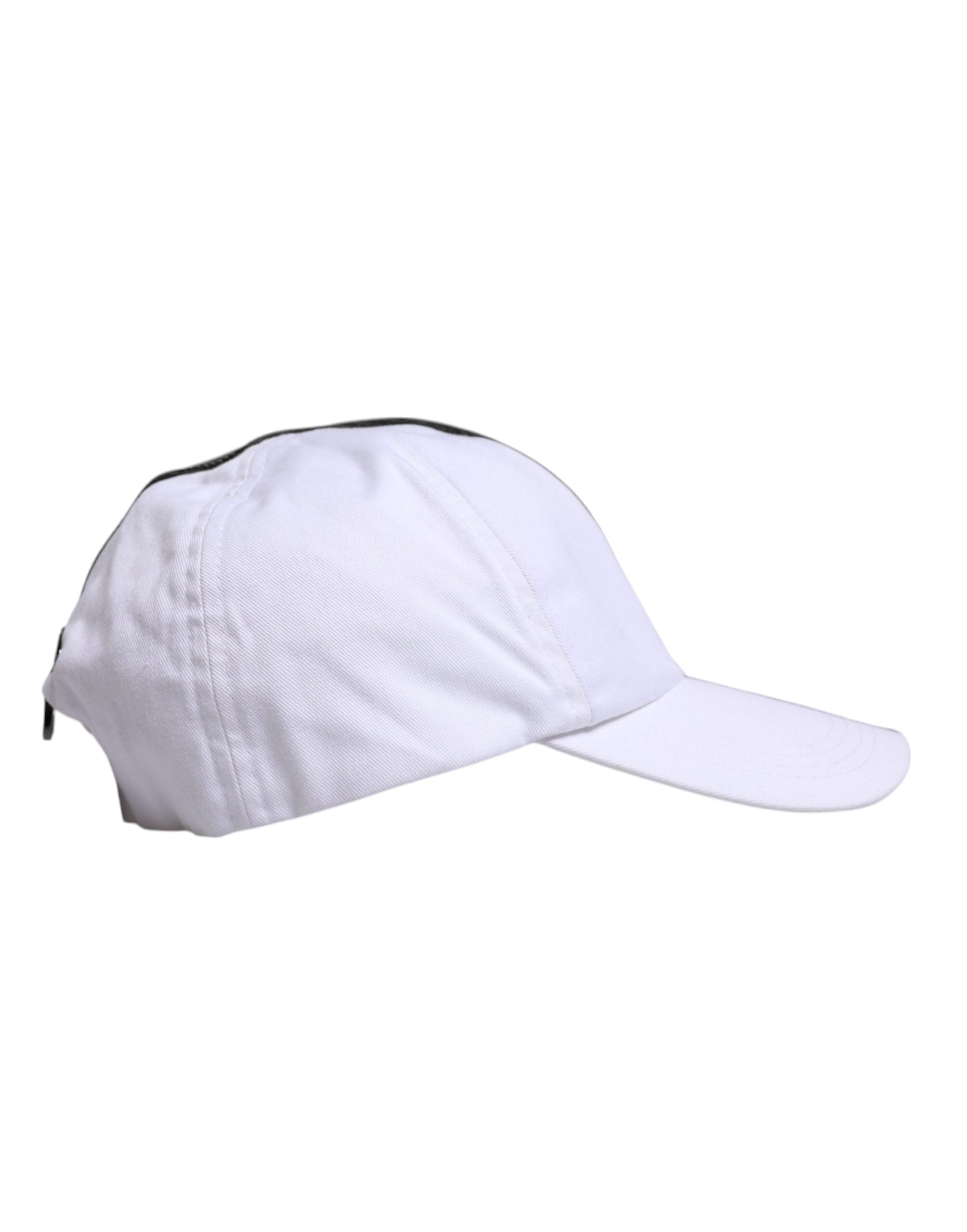 Dolce & Gabbana White Black Cotton Zip Baseball Cap -   -  Dolce & Gabbana.