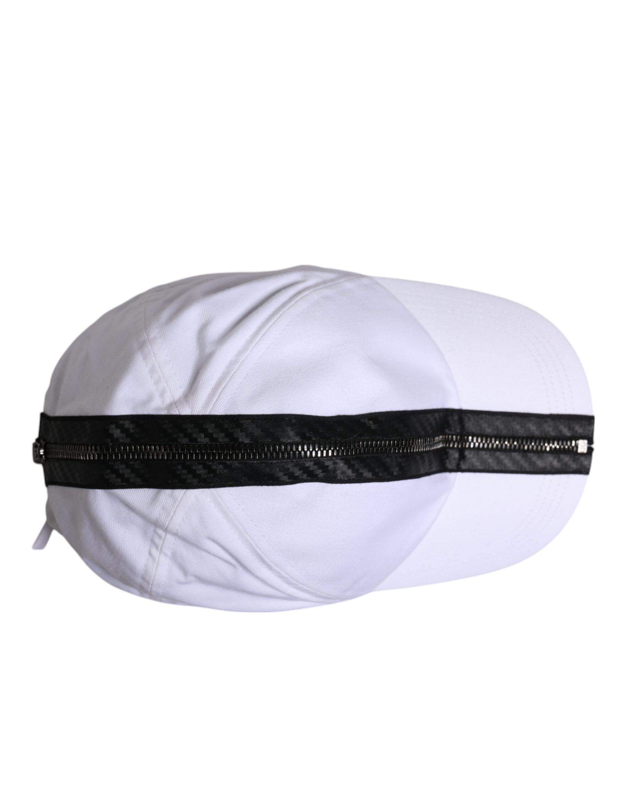 Dolce & Gabbana White Black Cotton Zip Baseball Cap -   -  Dolce & Gabbana.