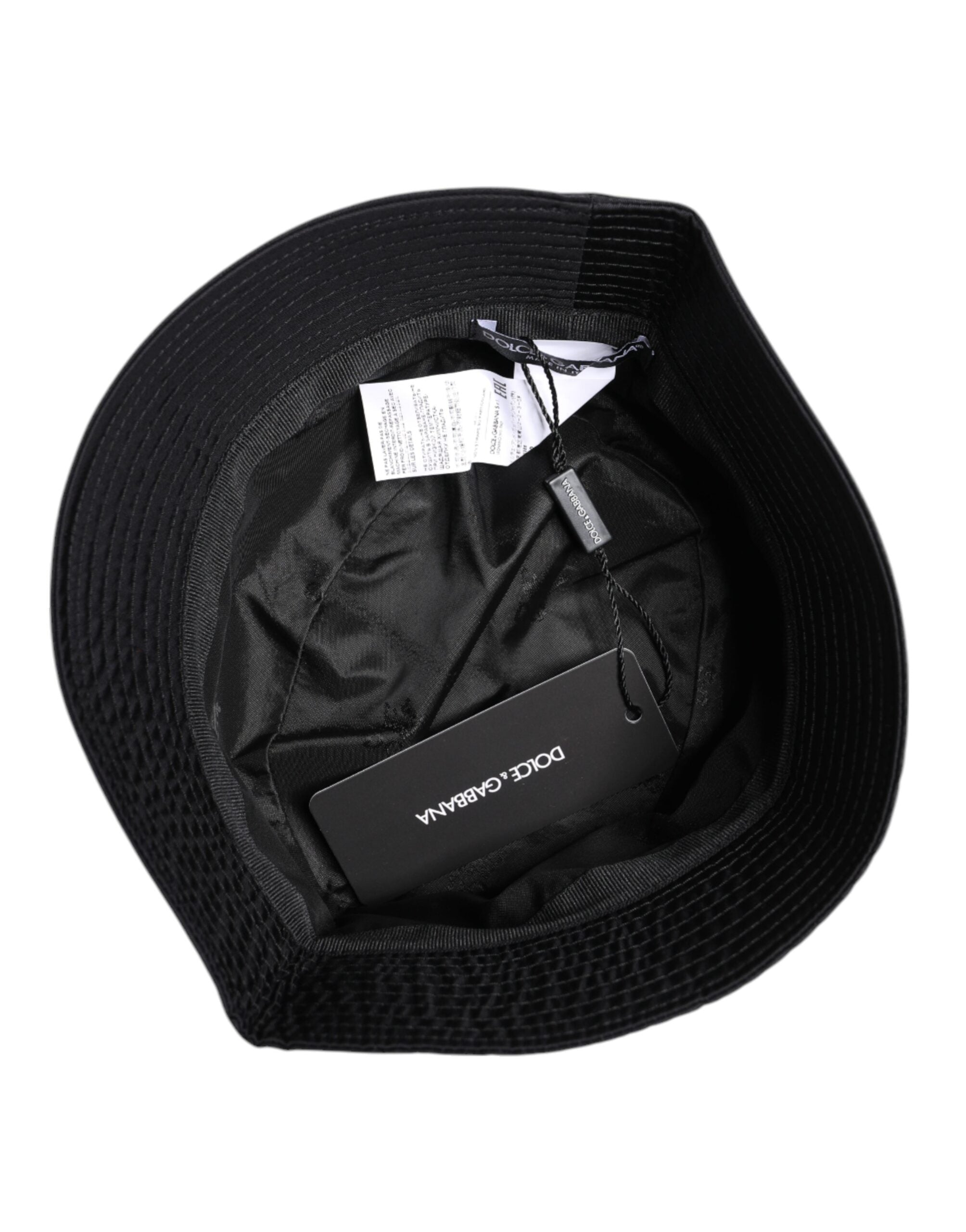 Dolce & Gabbana Black Cotton Wide Brim Bucket Hat -   -  Dolce & Gabbana.
