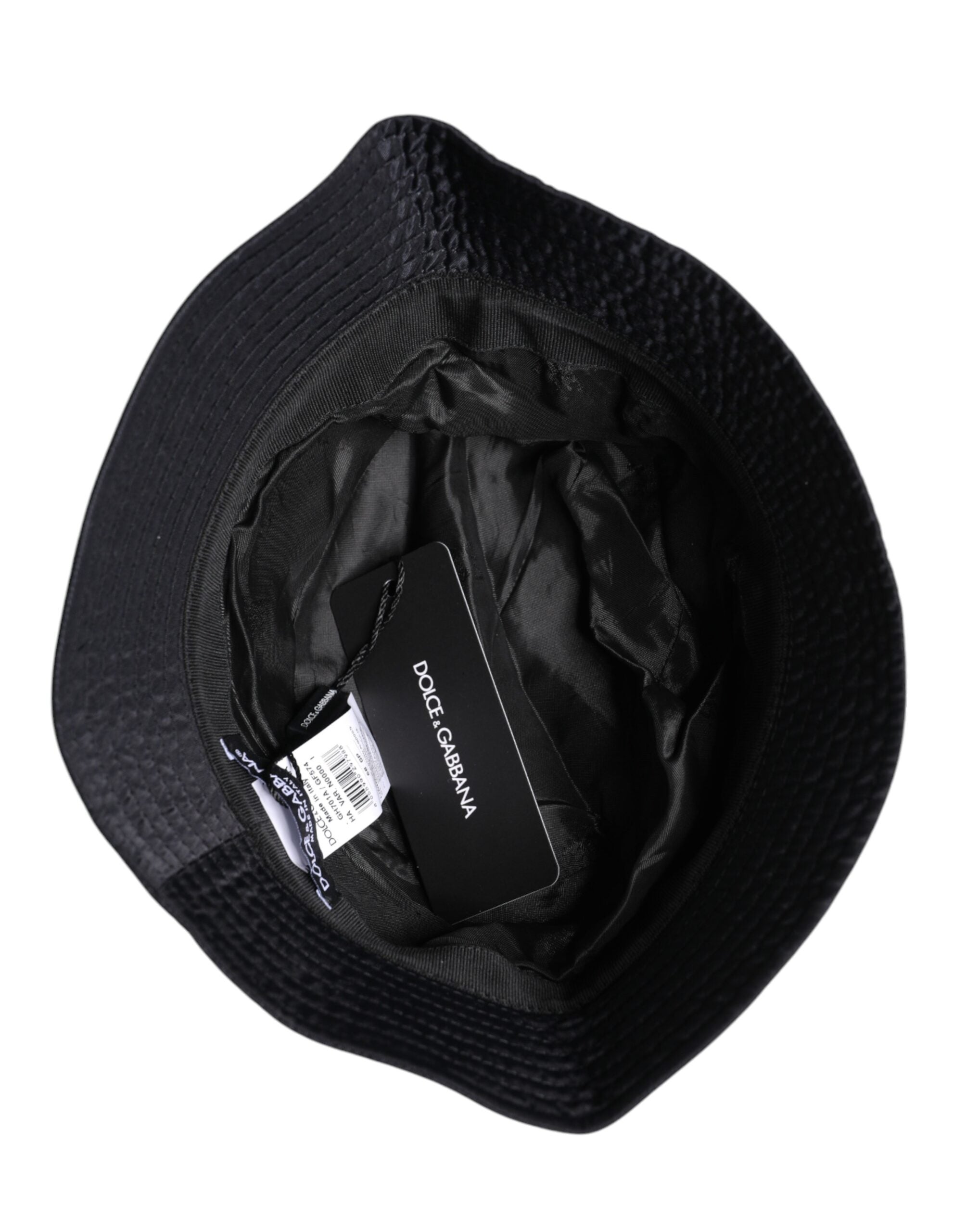 Dolce & Gabbana Black Cotton Wide Brim Bucket Hat -   -  Dolce & Gabbana.