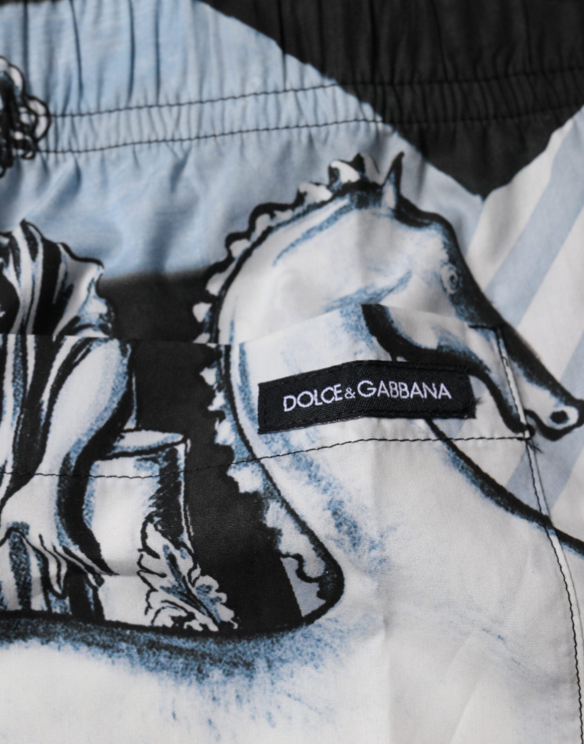 Dolce & Gabbana Blue Statue Print Cotton Mens Shorts -   -  Dolce & Gabbana.